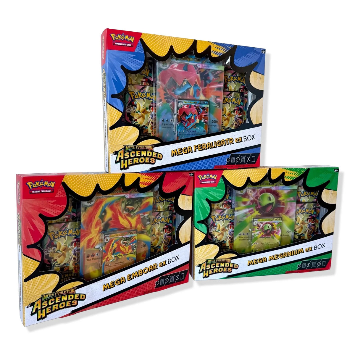 Pokémon Mega Evolution Ascended Heroes Mega Emboar Mega Feraligatr Mega Meganium Ex Box Set (2026)
