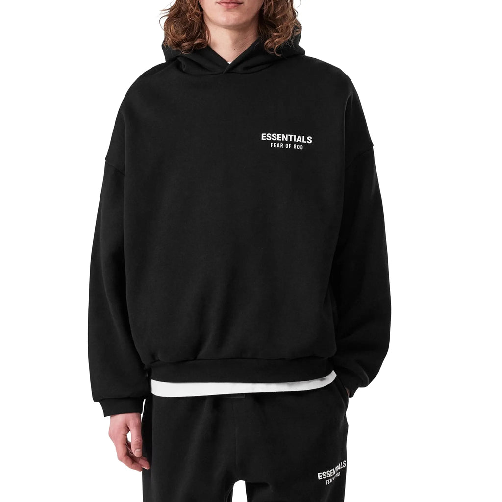 Fear Of God Essentials Fleece Black Hoodie - modelo, frontal