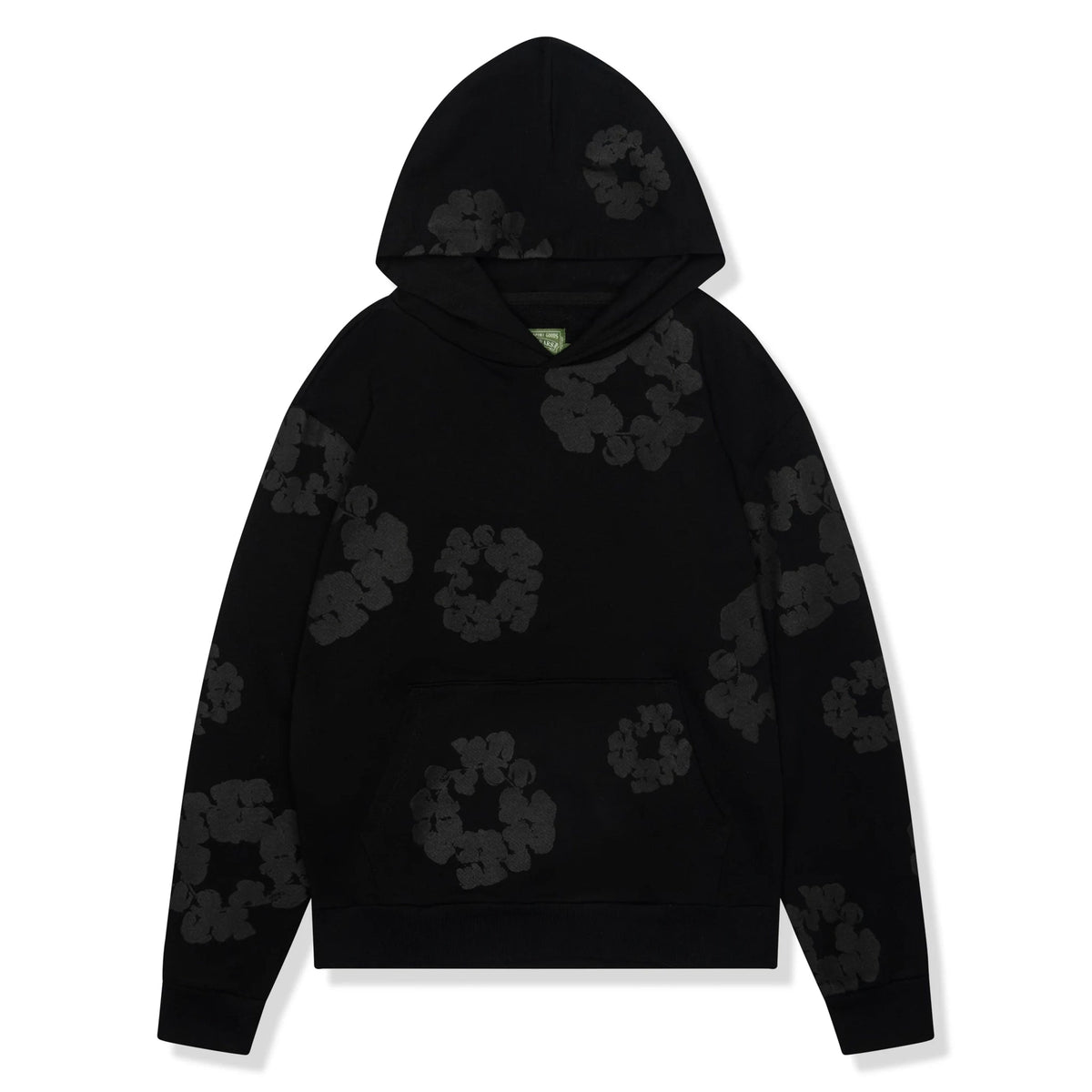 Denim Tears Cotton Wreath Black Monochrome Hoodie - vista frontal